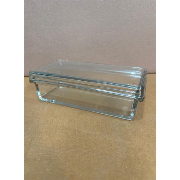 CUBETA RECTANGULAR VIDRIO C/TAPA 130X60X50 MM